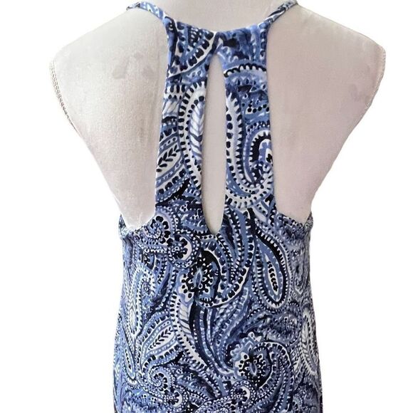 Cynthia Rowley asymmetrical hem blue sleeveless midi dress, sz large - Picture 4 of 6